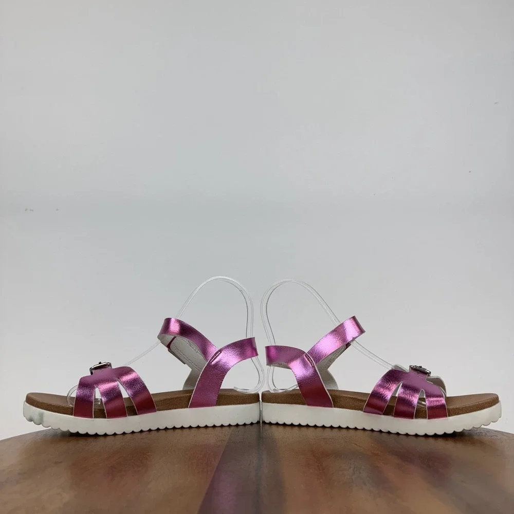 New Big Kids Girls Nina Lacey‎ Metallic Pink Strappy Platform Sandals Size 2 Y